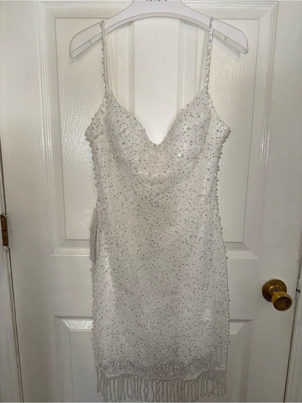AzazieBeaded White Spaghetti-Strap Cocktail Dress *NWT* Womens Size 10